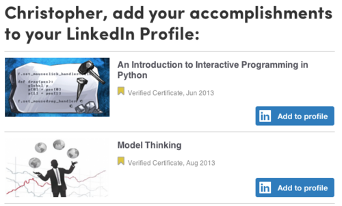 Add Coursera accomplishments to your LinkedIn Profile
