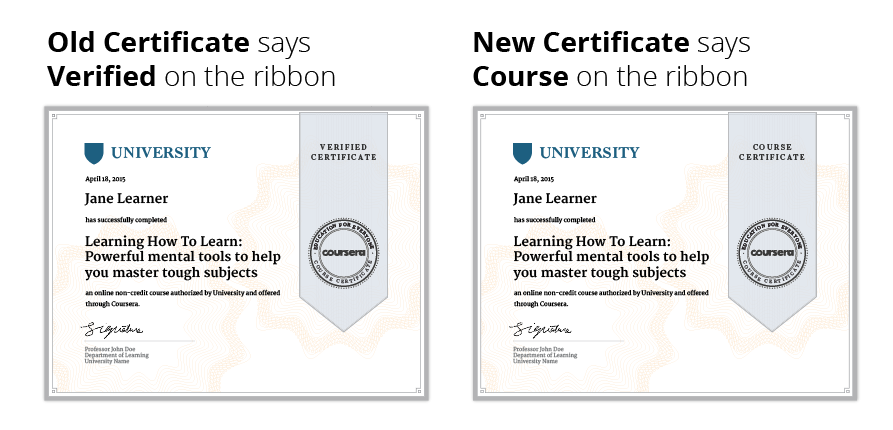 Coursera Update: A New Name for Verified Certificates