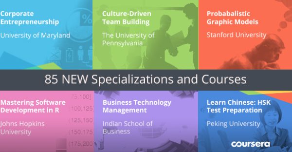 Now 85 New Specializations and Courses on Coursera