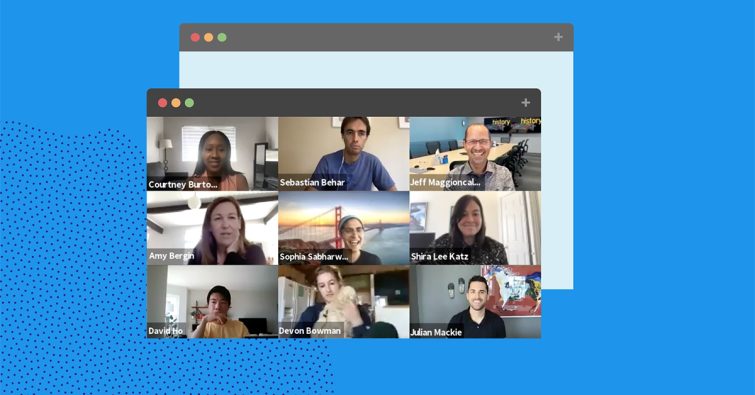 Coursera employees in a Zoom meeting.