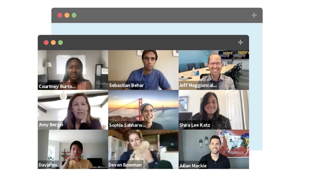 Coursera employees in a Zoom meeting.