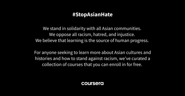 We stand in solidarity with all Asian communities