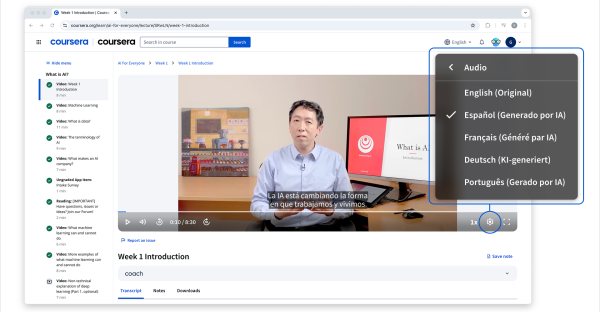Coursera Launches AI-Dubbed Courses in Spanish, French, Brazilian Portuguese, and German