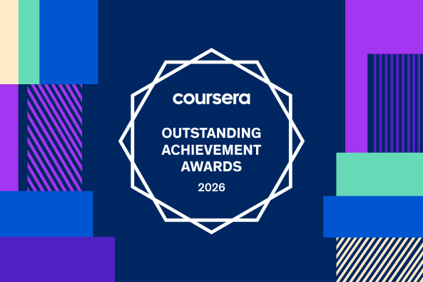 A banner displaying the text: Coursera's Outstanding Achievement Awards 2026